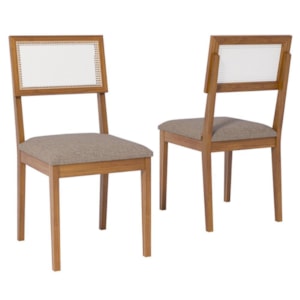 Kit 2 Cadeiras Estofadas Madeira Maciça 22155 Linho Bege ORNAR