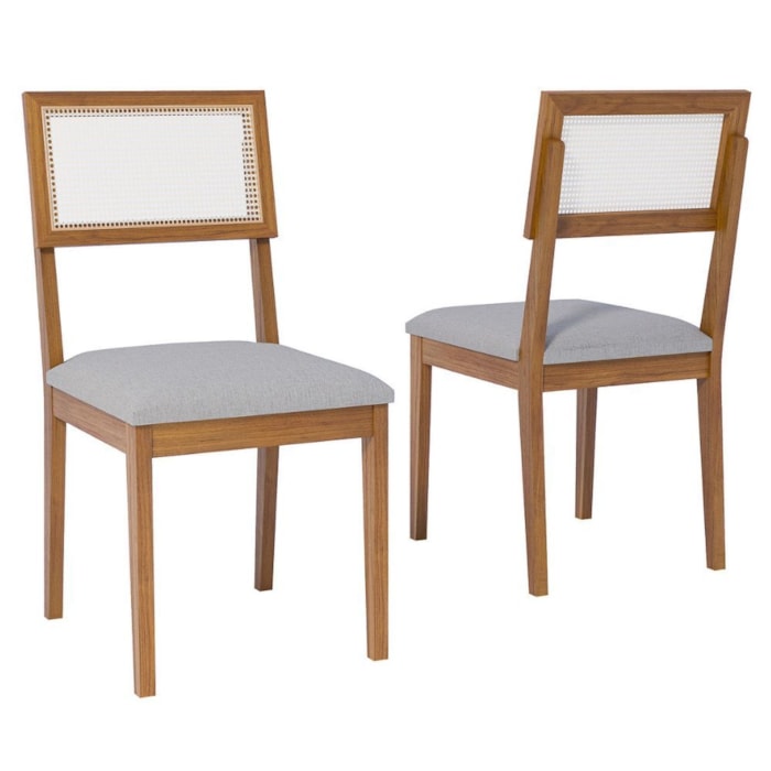 Kit 2 Cadeiras Estofadas Madeira Maciça 22155 Linho Cinza ORNAR