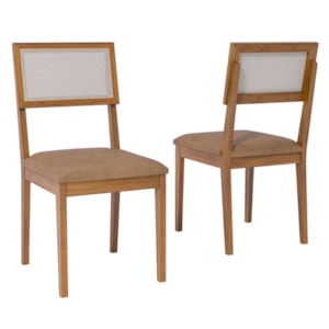 Kit 2 Cadeiras Estofadas Madeira Maciça 22157 Corino Kaki ORNAR