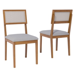 Kit 2 Cadeiras Estofadas Madeira Maciça 22157 Linho Cinza ORNAR