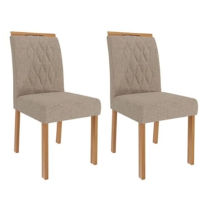 Kit 2 Cadeiras Estofadas Madeira Tauari 20221 Linho Bege MOLCI