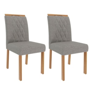 Kit 2 Cadeiras Estofadas Madeira Tauari 20221 Linho Grafite MOLCI