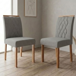 Kit 2 Cadeiras Estofadas Madeira Tauari 20221 Linho Grafite MOLCI