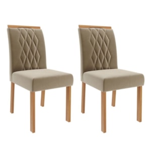 Kit 2 Cadeiras Estofadas Madeira Tauari 20221 Suede Joli MOLCI