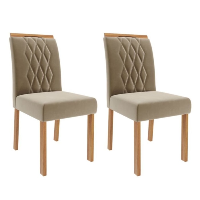 Kit 2 Cadeiras Estofadas Madeira Tauari 20221 Suede Joli MOLCI