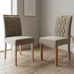 Kit 2 Cadeiras Estofadas Madeira Tauari 20221 Suede Joli MOLCI