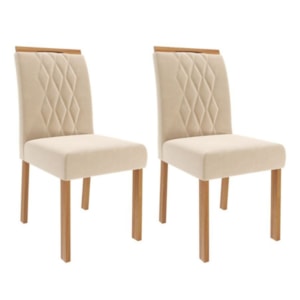 Kit 2 Cadeiras Estofadas Madeira Tauari 20221 Suede Nude MOLCI