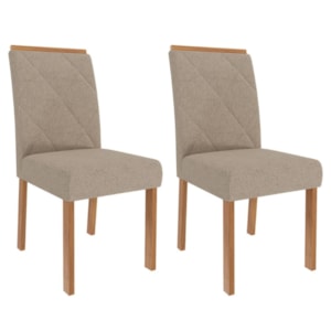 Kit 2 Cadeiras Estofadas Madeira Tauari 20223 Linho Bege MOLCI