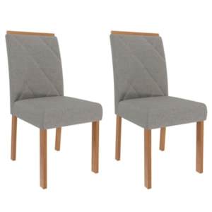 Kit 2 Cadeiras Estofadas Madeira Tauari 20223 Linho Grafite MOLCI