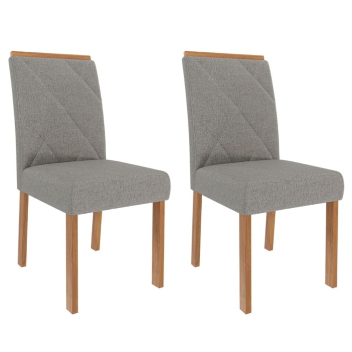 Kit 2 Cadeiras Estofadas Madeira Tauari 20223 Linho Grafite MOLCI