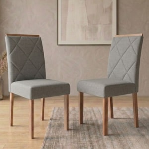 Kit 2 Cadeiras Estofadas Madeira Tauari 20223 Linho Grafite MOLCI