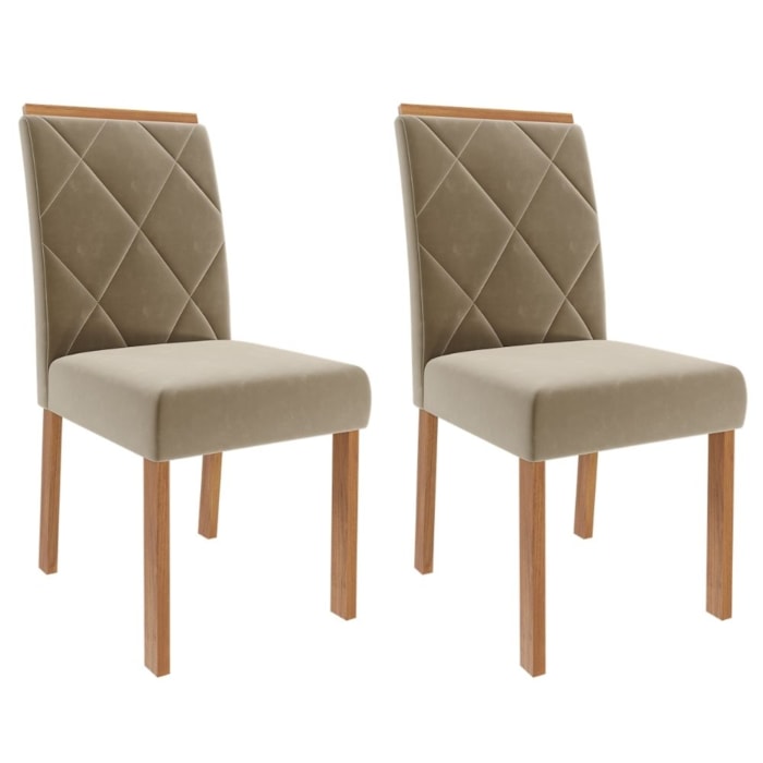 Kit 2 Cadeiras Estofadas Madeira Tauari 20223 Suede Joli MOLCI