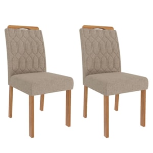 Kit 2 Cadeiras Estofadas Madeira Tauari 20225 Linho Bege MOLCI