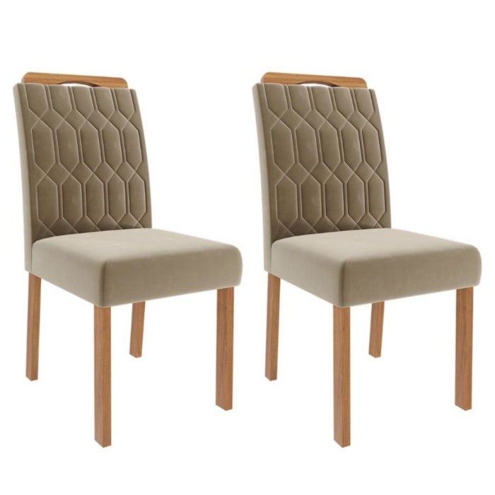 Kit 2 Cadeiras Estofadas Madeira Tauari 20225 Suede Joli MOLCI