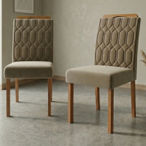 Kit 2 Cadeiras Estofadas Madeira Tauari 20225 Suede Joli MOLCI