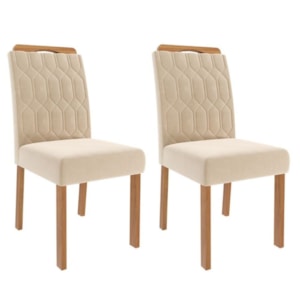 Kit 2 Cadeiras Estofadas Madeira Tauari 20225 Suede Nude MOLCI
