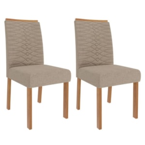 Kit 2 Cadeiras Estofadas Madeira Tauari 20227 Linho Bege MOLCI