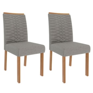 Kit 2 Cadeiras Estofadas Madeira Tauari 20227 Linho Grafite MOLCI