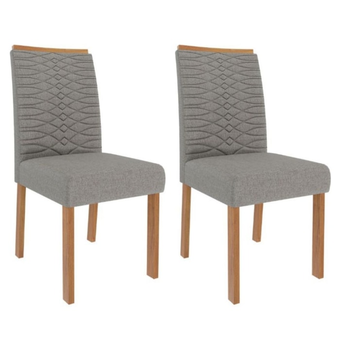Kit 2 Cadeiras Estofadas Madeira Tauari 20227 Linho Grafite MOLCI