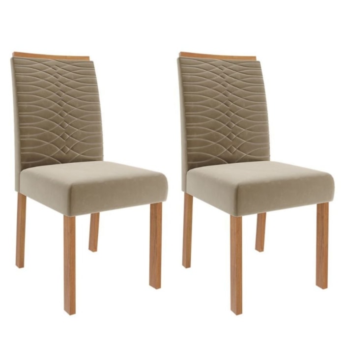 Kit 2 Cadeiras Estofadas Madeira Tauari 20227 Suede Joli MOLCI