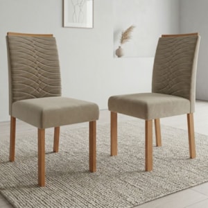 Kit 2 Cadeiras Estofadas Madeira Tauari 20227 Suede Joli MOLCI