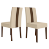 Kit 2 Cadeiras Estofadas MDF Linea Suede Amendoa Marfim POLIMAN