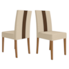 Kit 2 Cadeiras Estofadas MDF Linea Suede Carvalho Marfim POLIMAN