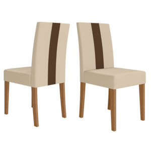 Kit 2 Cadeiras Estofadas MDF Linea Suede Carvalho Marfim POLIMAN