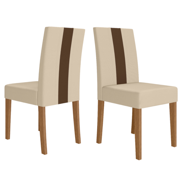 Kit 2 Cadeiras Estofadas MDF Linea Suede Carvalho Marfim POLIMAN