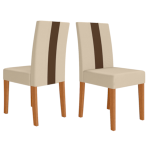 Kit 2 Cadeiras Estofadas MDF Linea Suede Freijo Marfim POLIMAN