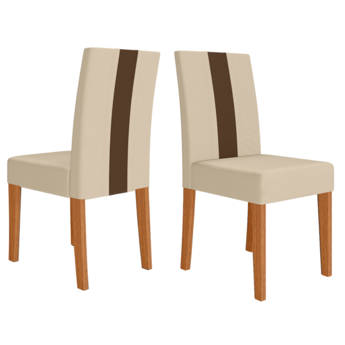 Kit 2 Cadeiras Estofadas MDF Linea Suede Freijo Marfim POLIMAN