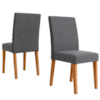 Kit 2 Cadeiras Estofadas MDF Luara Suede Freijo Gris POLIMAN