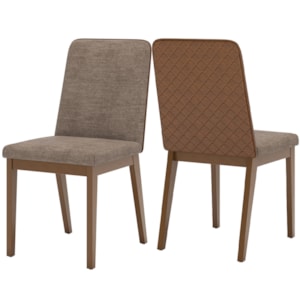 Kit 2 Cadeiras Estofadas Pietra Corano Caramelo Suede Cacao Henn Kit 2 Cadeiras Estofadas Pietra Corano Caramelo Suede Cacao Henn