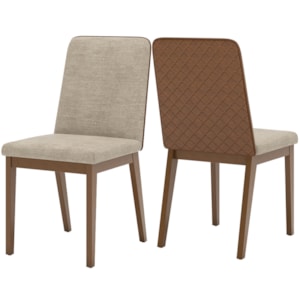 Kit 2 Cadeiras Estofadas Pietra Corano Caramelo Suede Creme Henn Kit 2 Cadeiras Estofadas Pietra Corano Caramelo Suede Creme Henn