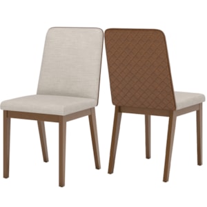 Kit 2 Cadeiras Estofadas Pietra Corano Caramelo Suede Linho Henn Kit 2 Cadeiras Estofadas Pietra Corano Caramelo Suede Linho Henn