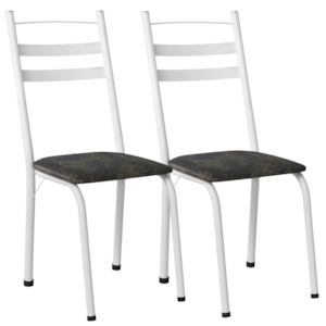 Kit 2 Cadeiras Tubular America 061 Branco Assento Floral Dourado ARTEF