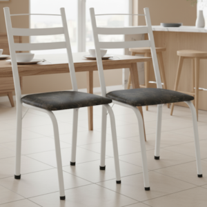 Kit 2 Cadeiras Tubular America 061 Branco Assento Floral Dourado ARTEF