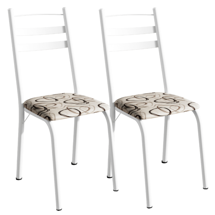 Kit 2 Cadeiras Tubular America 061 Branco Assento Madeira Cedro ARTEF