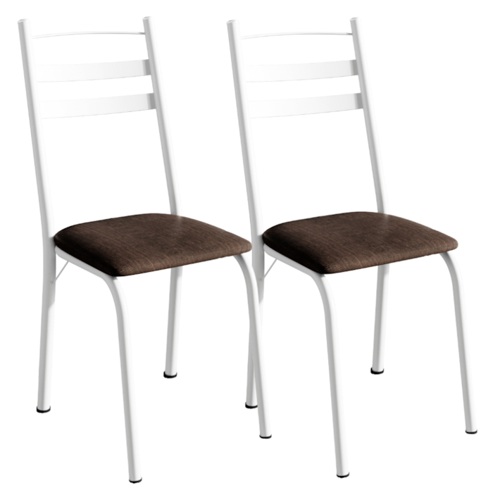 Kit 2 Cadeiras Tubular America 061 Branco Assento Madeira Imbuia ARTEF