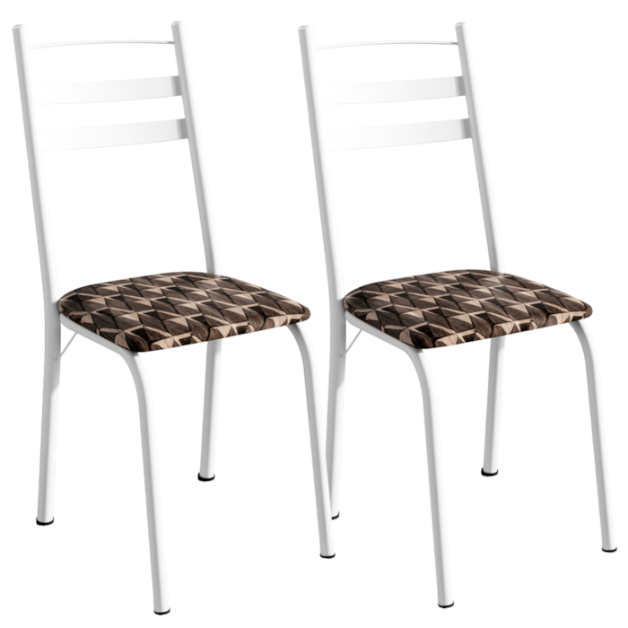 Kit 2 Cadeiras Tubular America 061 Branco Assento Mosaico Palha ARTEF