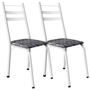 Kit 2 Cadeiras Tubular America 061 Branco Assento Mosaico Silver ARTEF