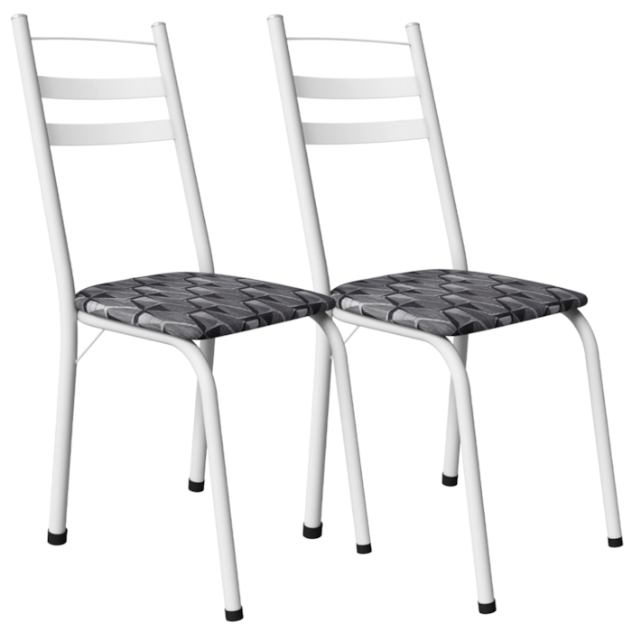 Kit 2 Cadeiras Tubular America 061 Branco Assento Mosaico Silver ARTEF