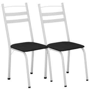 Kit 2 Cadeiras Tubular America 061 Branco Assento Preto ARTEF