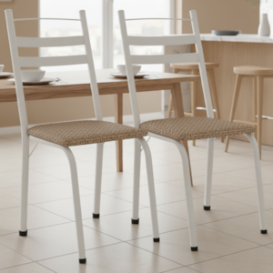 Kit 2 Cadeiras Tubular America 061 Branco Assento Rattan ARTEF
