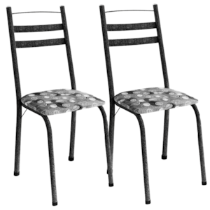 Kit 2 Cadeiras Tubular America 061 Cromo Preto Assento Pará ARTEF