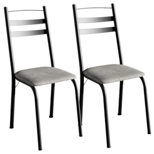 Kit 2 Cadeiras Tubular America 061 Preto Assento Grafiato ARTEF