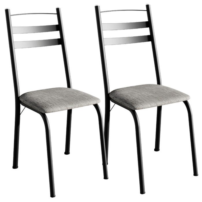 Kit 2 Cadeiras Tubular America 061 Preto Assento Grafiato ARTEF