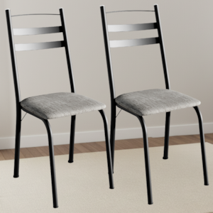 Kit 2 Cadeiras Tubular America 061 Preto Assento Grafiato ARTEF