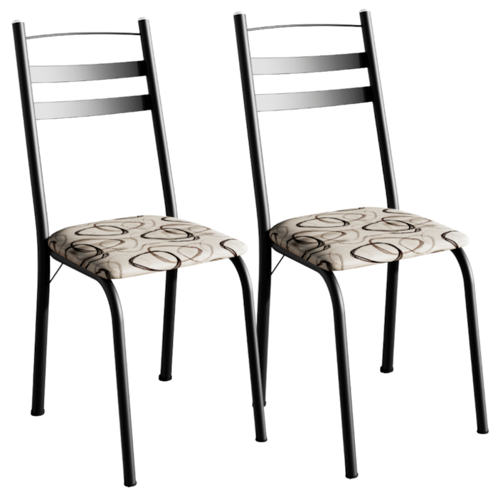 Kit 2 Cadeiras Tubular America 061 Preto Assento Madeira Cedro ARTEF