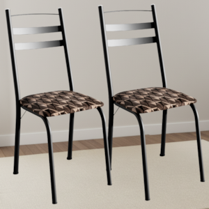 Kit 2 Cadeiras Tubular America 061 Preto Assento Mosaico Palha ARTEF